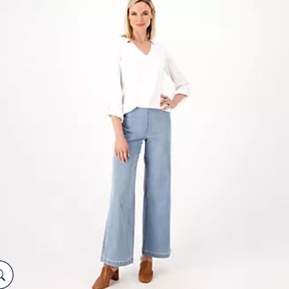 NYDJ Pull On Theresa Wide Leg Jeans in Chrystaline